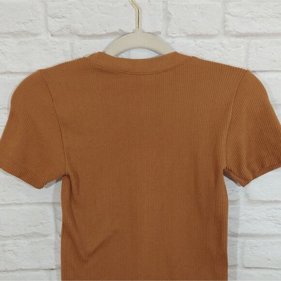 E Hippie Rose Juniors Caramel Brown Crewneck Short Sleeve Seamless T-Shirt Top M - Picture 5 of 7